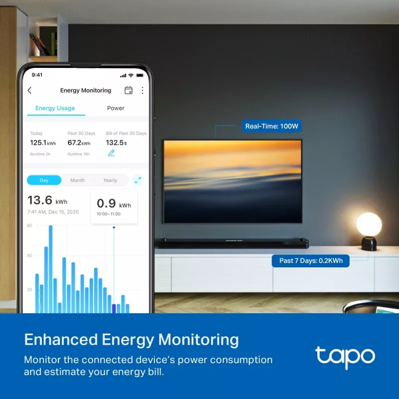 TP-Link Tapo P110 Mini inteligentná zásuvka Wi-Fi, monitorovanie spotreby energie (2 ks)
