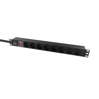 Lanview 19 inch racková zásuvková lišta 1U 10A, 8x Schuko (LVR-2MSCH-SCH-C13-8)