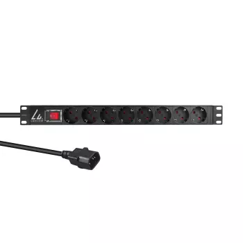 Lanview 19 inch racková zásuvková lišta 1U 10A, 8x Schuko (LVR-2MSCH-SCH-C13-8)