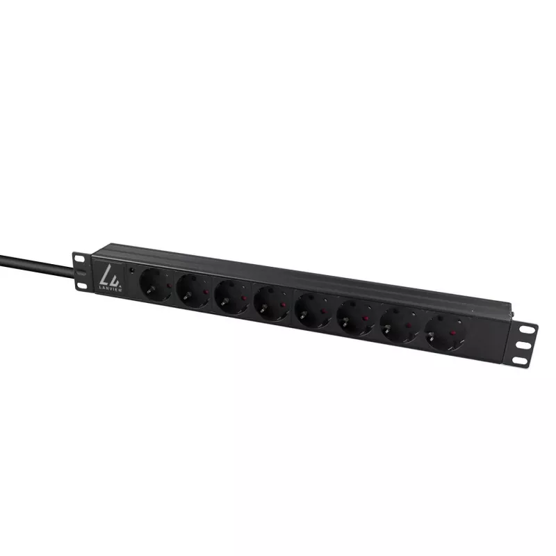 Lanview LVR-2MSCH-LIC-SCH8 jednotka rozvodu napájania (PDU) 8 AC výstupy 1U čierna