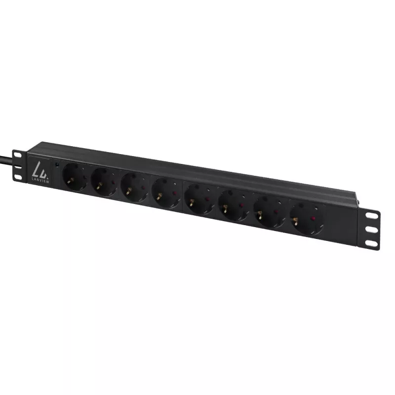 Lanview LVR-3MIEC-LIC-SCH8 jednotka rozvodu napájania (PDU) 8 AC výstupy 1U čierna