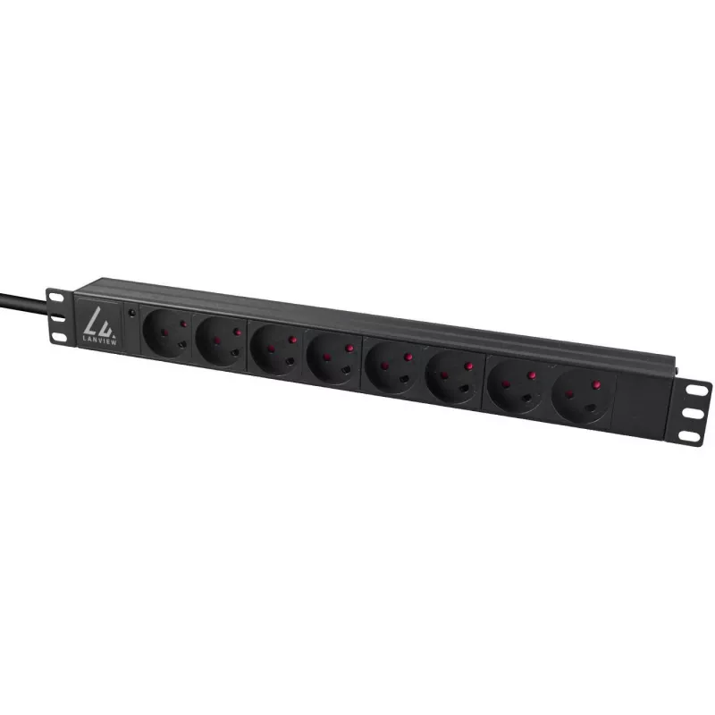 Lanview LVR-2MDK-LIC-DK8 jednotka rozvodu napájania (PDU) 8 AC výstupy 1U čierna