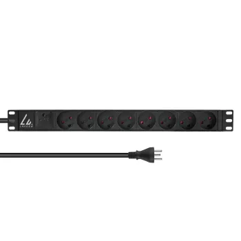 Lanview LVR-2MDK-SPD-DK8 19-palcová rackmontážna zásuvková lišta, 8x dánske zásuvky