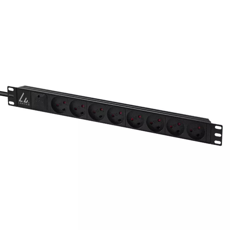 Lanview LVR-2MDK-SPD-DK8 19-palcová rozvodná lišta do racku, 8x dánske zásuvky