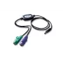ATEN PS/2-na-USB adaptér, 0,9 m, 2x 6-pol Mini-DIN, USB A, konektor samec, konektor samica, čierny