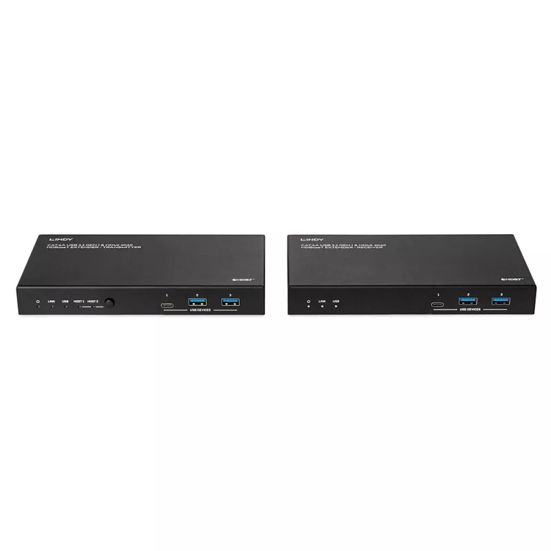 Sieťový vysielač a prijímač Lindy 100m Cat.6A 2 host USB 3.2 Gen 1 & HDMI 4K60