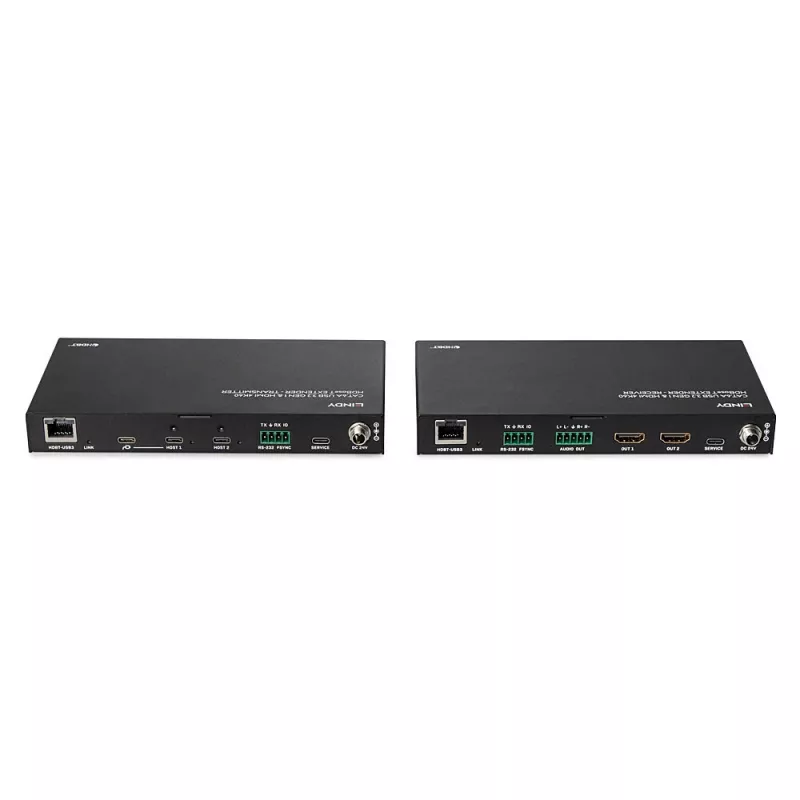 Sieťový vysielač a prijímač Lindy 100m Cat.6A 2 host USB 3.2 Gen 1 & HDMI 4K60