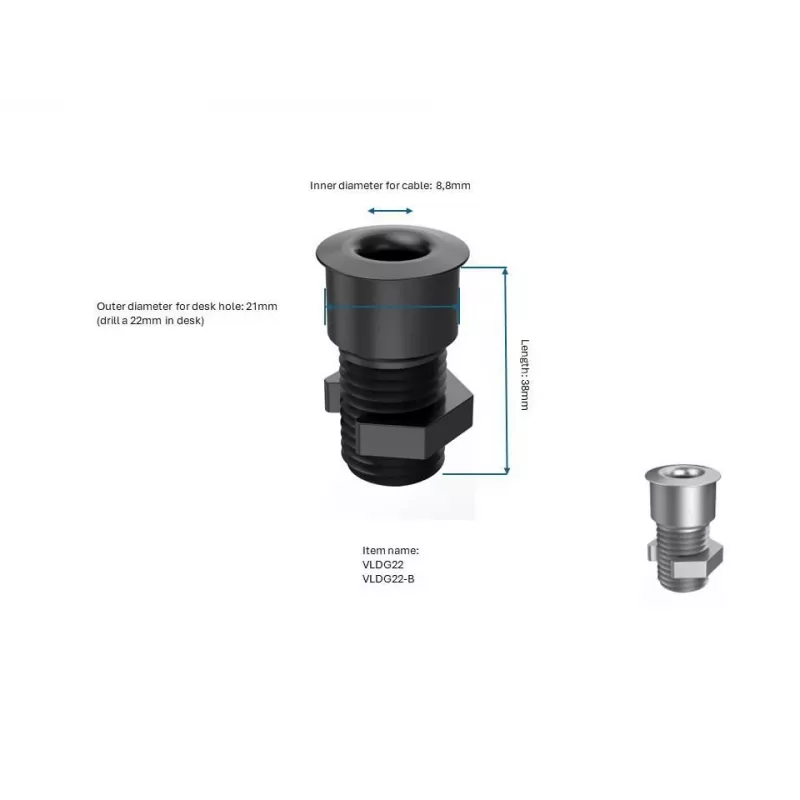 Vivolink VLDG22-B stolová káblová priechodka pre otvor 22 mm, hliník, čierna
