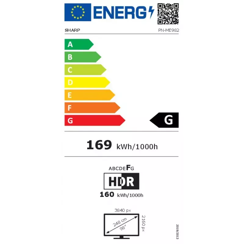 Sharp MultiSync ME982 veľkoformátový displej série ME 98 palcov (2,49 m), 4K UHD, 450 cd/m², 18/7, Android 13 SoC