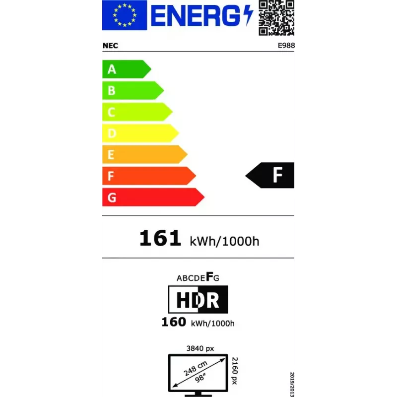 NEC MultiSync E988 Digital Signage plochý displej 2,48 m (97,5 palcov) LCD 350 cd/m² 4K Ultra HD čierny 24/7