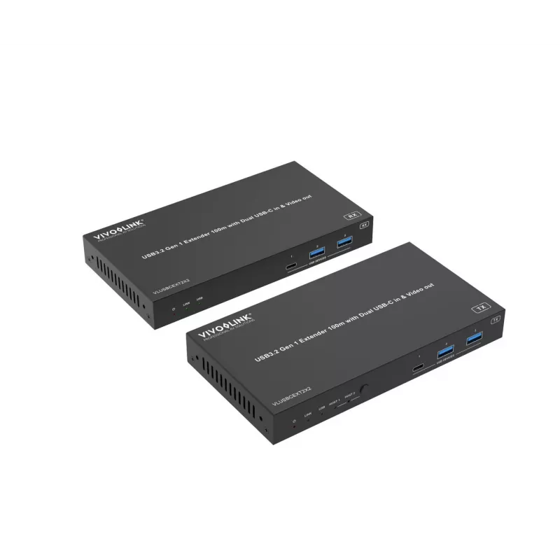 VivoLink VLUSBCEXT2X2 extender USB 3.2 Gen 1, 100 m, dvojitý vstup USB-C a video