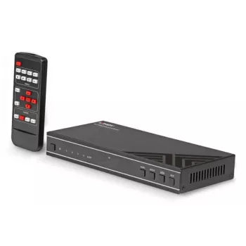 AV prijímač Lindy 4x1 4K60 HDMI seamless multiview switch, 3840x2160@60Hz, 12V 2,5A, čierny