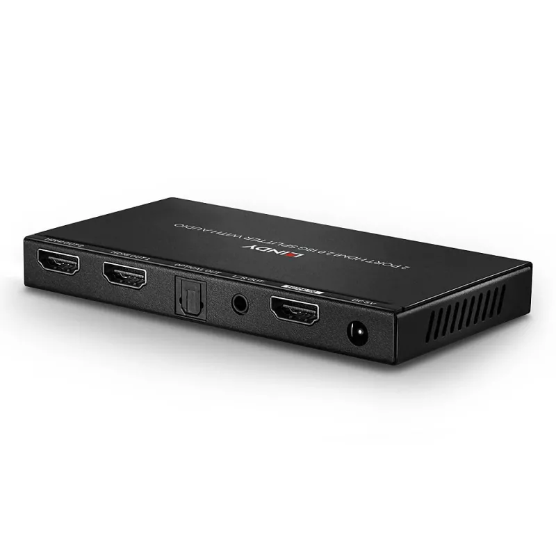 HDMI splitter Lindy 2-portový HDMI 18G splitter s audiom a downscalingom
