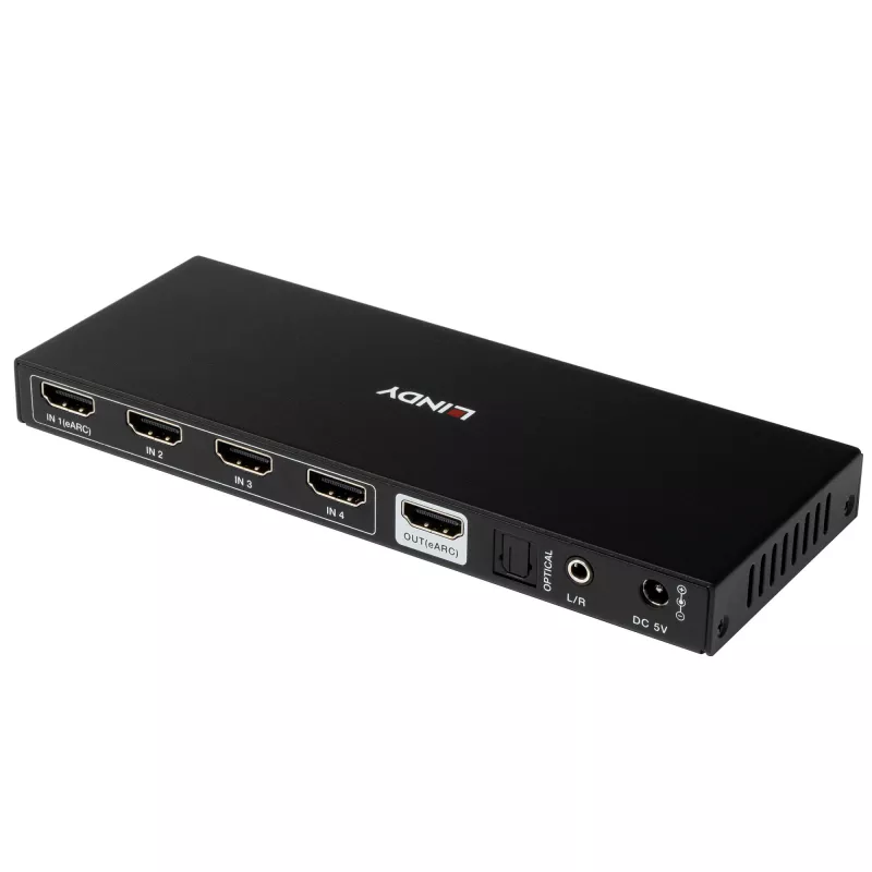 Lindy 4-portový HDMI 8K60 prepínač s eARC HDMI USB A USB C