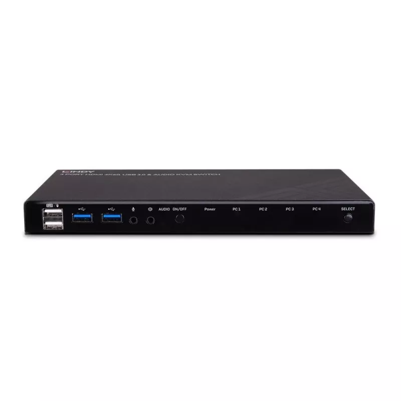 Lindy 4-portový HDMI 4K60, USB 3.0 a audio KVM switch