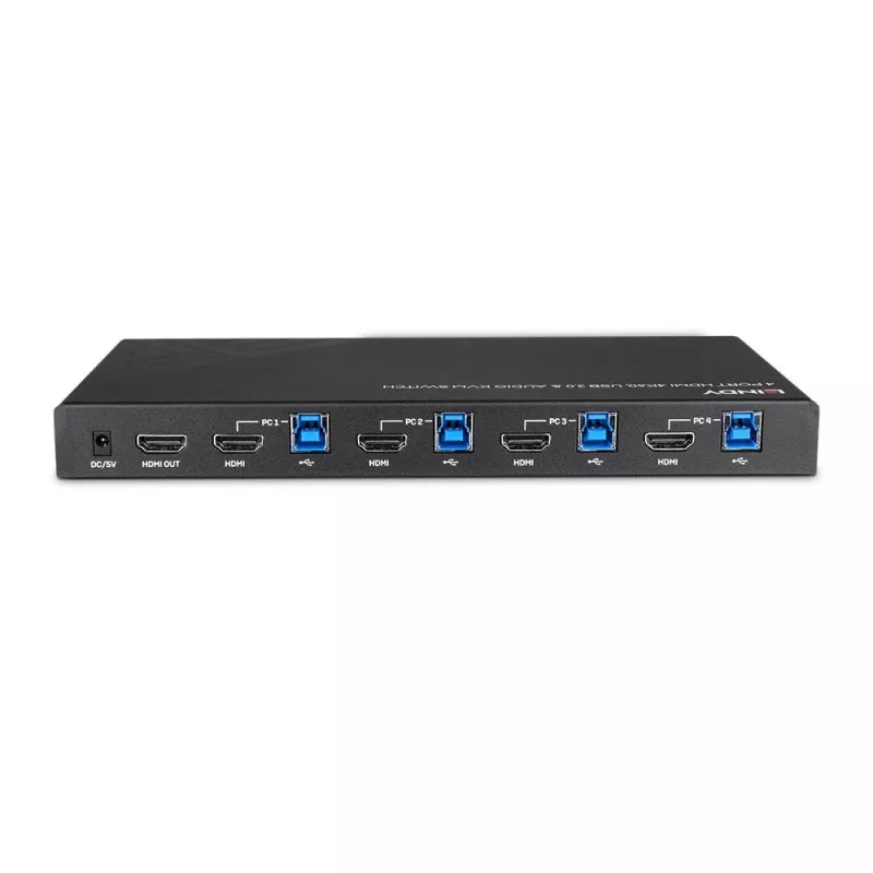 Lindy 4-portový HDMI 4K60, USB 3.0 a audio KVM switch