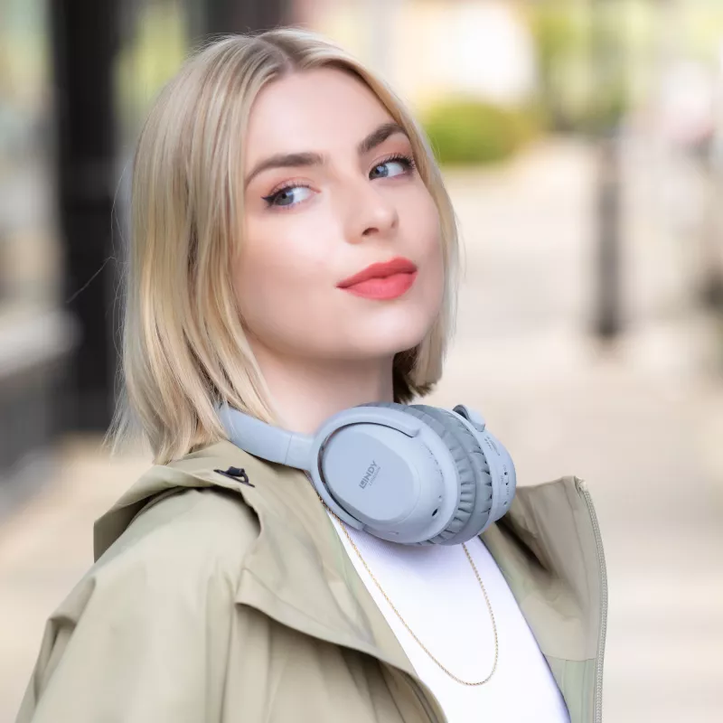 Lindy LH500XW headset káblový a bezdrôtový cez hlavu hovory/hudba Micro-USB Bluetooth sivý