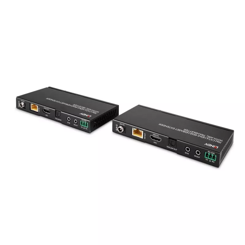 Lindy 70m Cat.6 HDMI 4K60, audio, IR a RS-232 HDBaseT extender s ARC