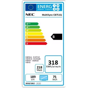 NEC CB751Q interaktívny plochý displej 190,5 cm (75 palcov) LED 350 cd/m² 4K Ultra HD čierny dotyková obrazovka 12/7
