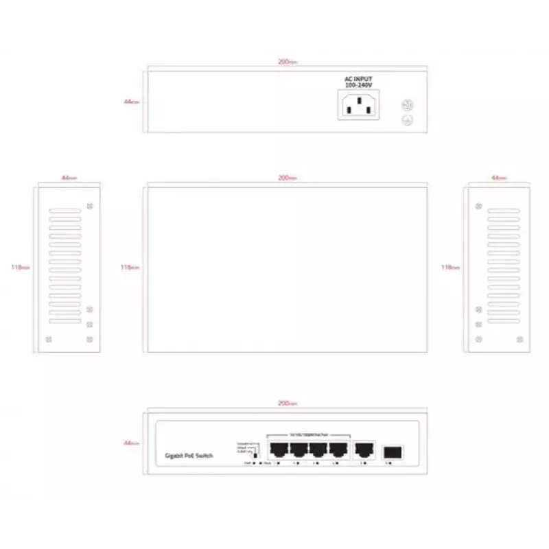 Sieťový switch Ernitec ELECTRA-U04-1GB-60W 4 porty 1 GB 60 W