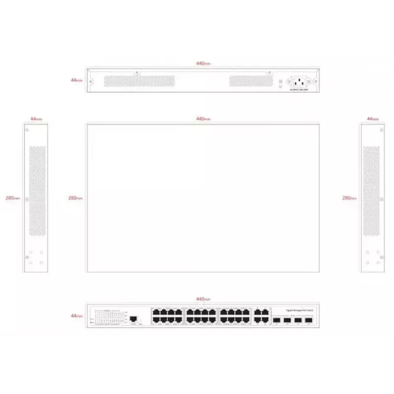 Sieťový switch Ernitec ELECTRA-M224-1GB-370W 24 portov 1GB