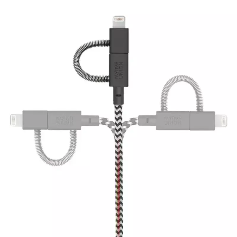 Dátový kábel USB 2.0 native union BELT-ULC-ZEB-NP 2 m USB A na USB‑C / Micro‑USB B / Lightning čierny biely