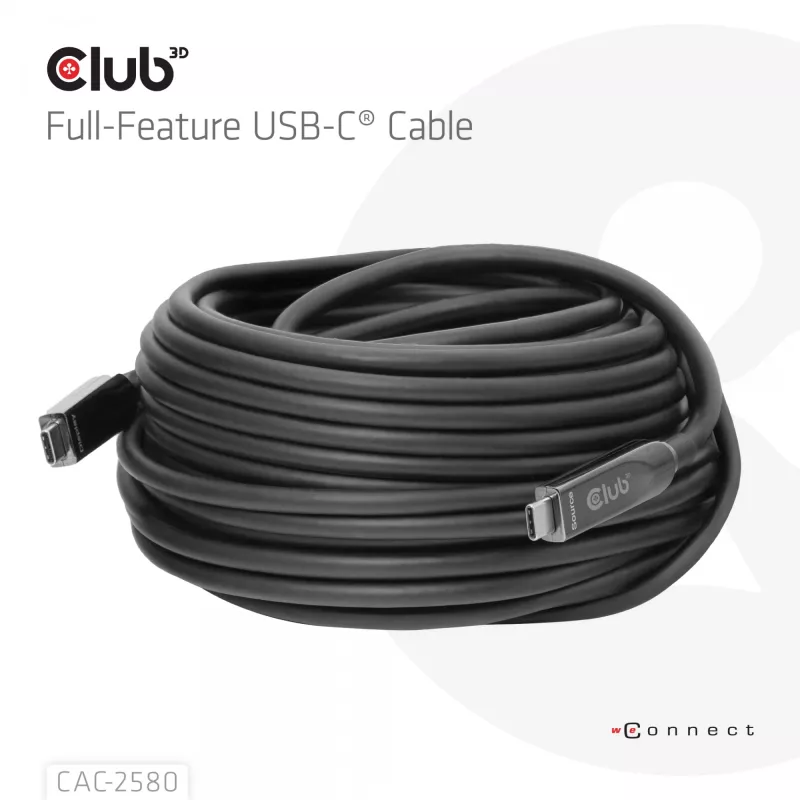 CLUB3D 15M Full-Feature USB-C® kábel / 49,21ft 8K60Hz 10Gbps 60W