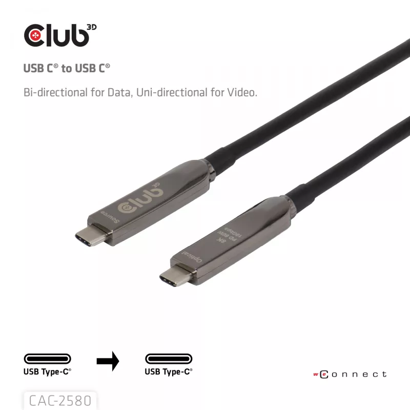 CLUB3D 15M Full-Feature USB-C® kábel / 49,21ft 8K60Hz 10Gbps 60W