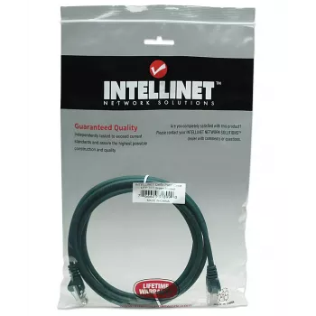 Intellinet sieťový patch kábel, Cat5e, 2 m, zelený, CCA, U/UTP, PVC, RJ45, pozlátené kontakty, ochrana proti zlomeniu, zaliata, doživotná záruka