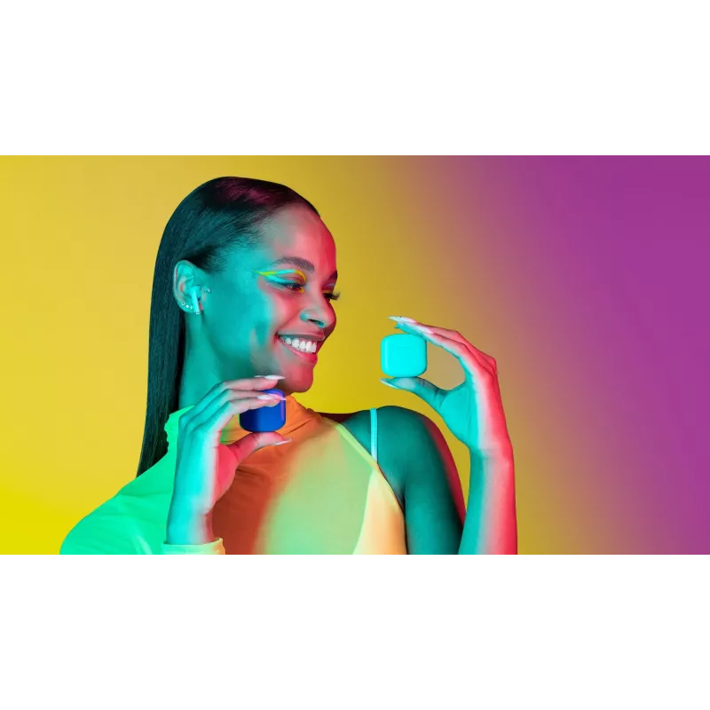 Music Sound SWAG Wireless Earphones – bezdrôtové Bluetooth slúchadlá, kapsulový tvar, tyrkysové