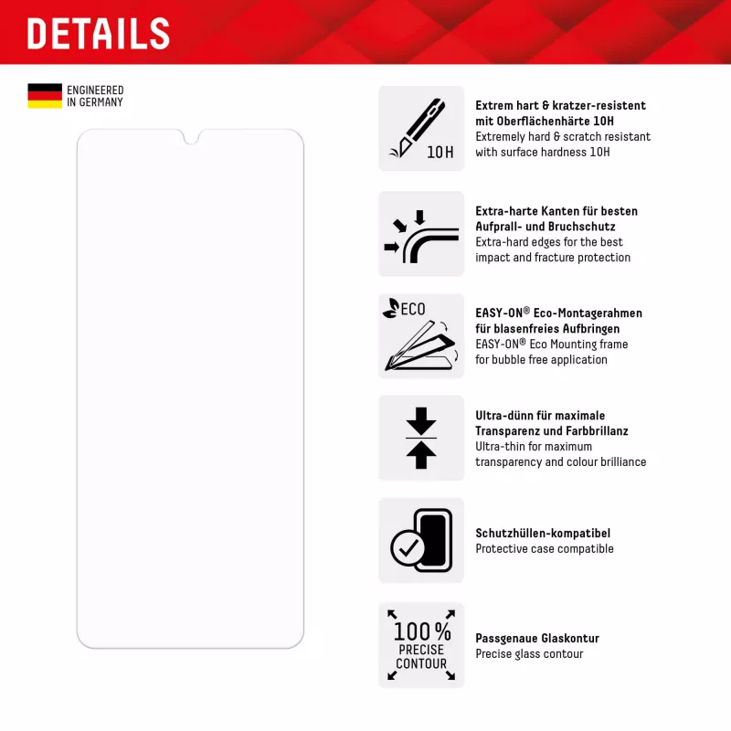 Displex ochranná fólia displeja (10H) pre Samsung Galaxy A34, Eco montážny rám, proti poškriabaniu
