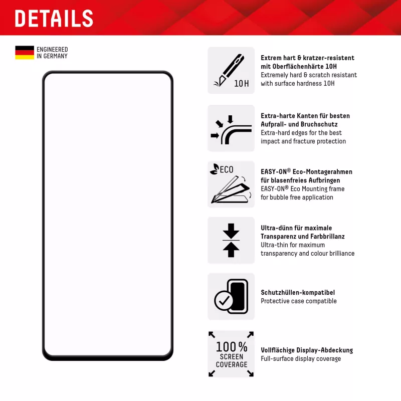 Displex Full Cover Screen Protector (10H) pre Samsung Galaxy A54 5G, Eco-Montagerahmen, Full Cover