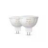 Philips Hue White Ambiance MR16 inteligentné LED bodové svietidlo, GU5,3, 12V, 5,1 W, 400 lm, stmievateľné, 2 ks