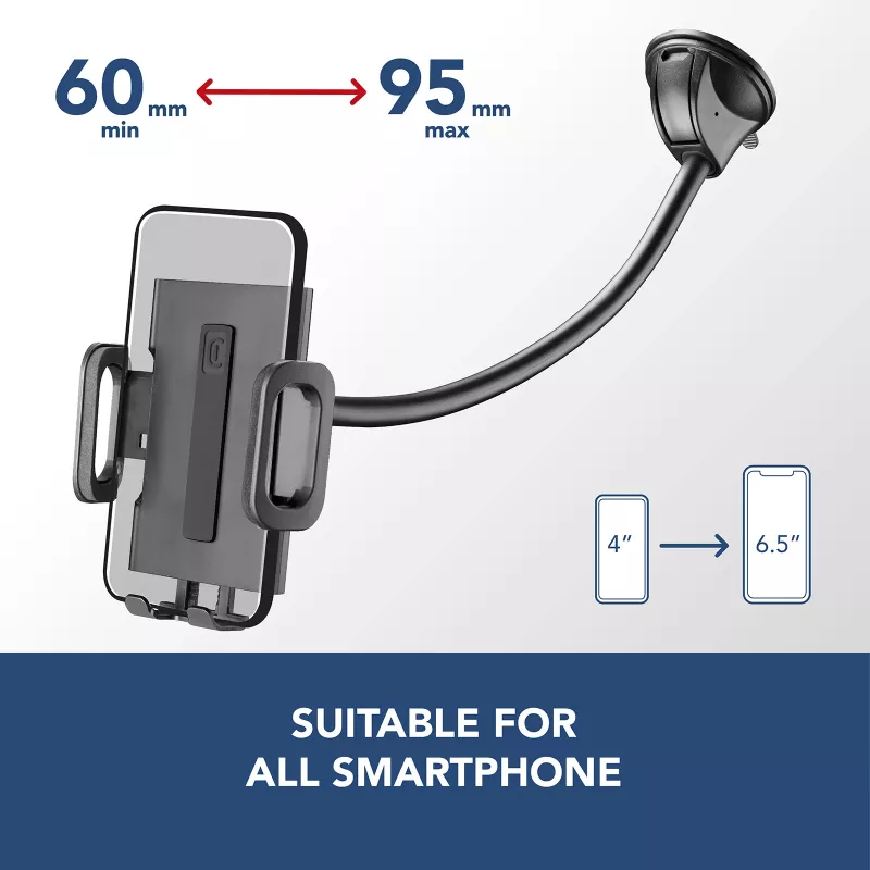 Sourcing Cellularline Hug Flexi XL univerzálny pasívny držiak s prísavkou pre mobilné telefóny, čierna/sivá