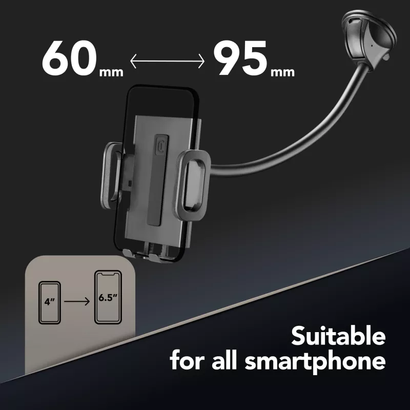 Sourcing Cellularline Hug Flexi XL univerzálny pasívny držiak s prísavkou pre mobilné telefóny, čierna/sivá