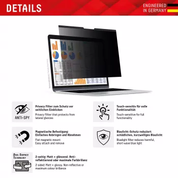 Displex PRIVACY SAFE magnetický 2-Wege-Blickschutzfilter pre MacBook Air 15 palcov Matt 5H