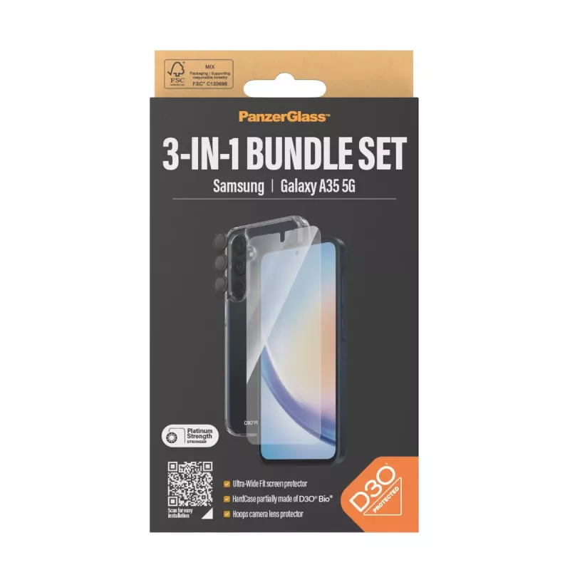 PanzerGlass ® 3-in-1 ochranný balík Samsung Galaxy A35 5G | Ultra-Wide Fit s EasyAligner