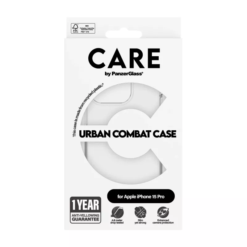 Puzdro PanzerGlass iPhone 15 Pro transparentné Urban Combat Clear Frame