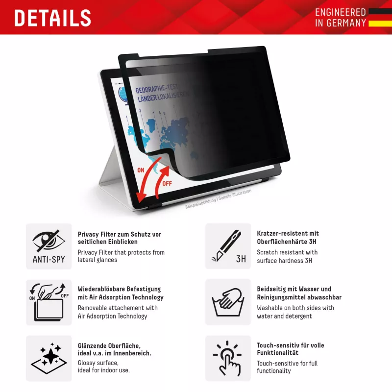 Displex TABLET PRIVACY SAFE odnímateľný obojsmerný filter proti videniu pre iPad Pro 11'' (2025/2024)