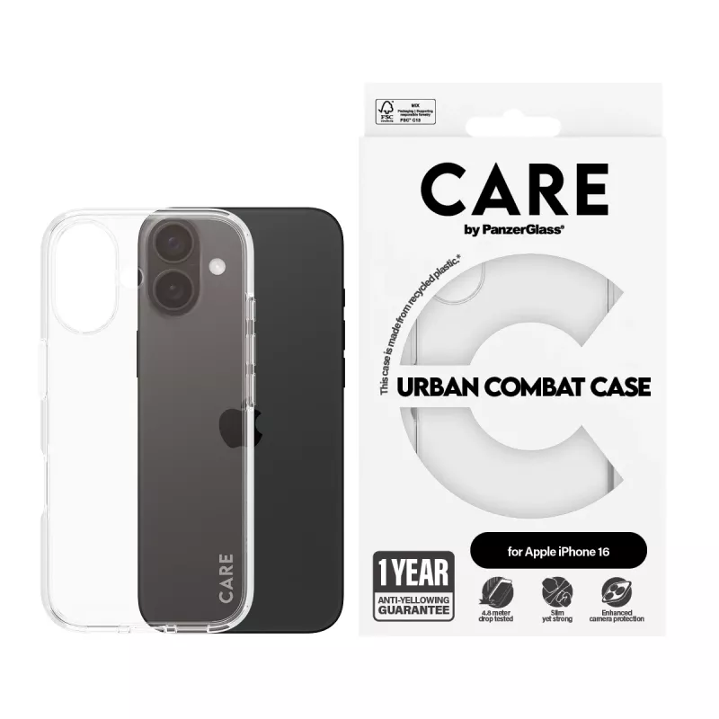 Puzdro PanzerGlass CARE by Flagship puzdro Transparent Urban Combat iPhone '24 6.1 palca