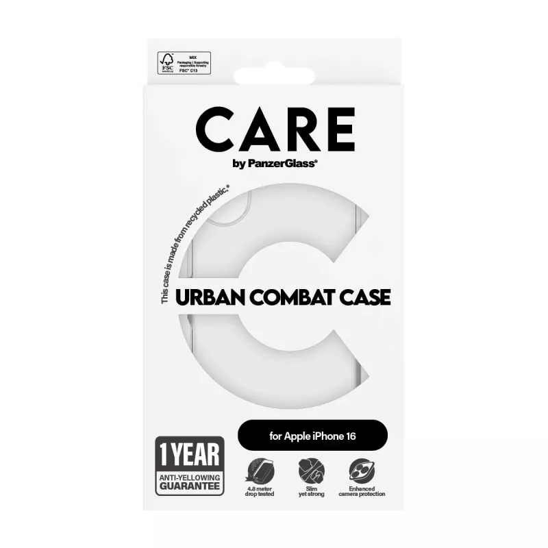 Puzdro PanzerGlass CARE by Flagship puzdro Transparent Urban Combat iPhone '24 6.1 palca