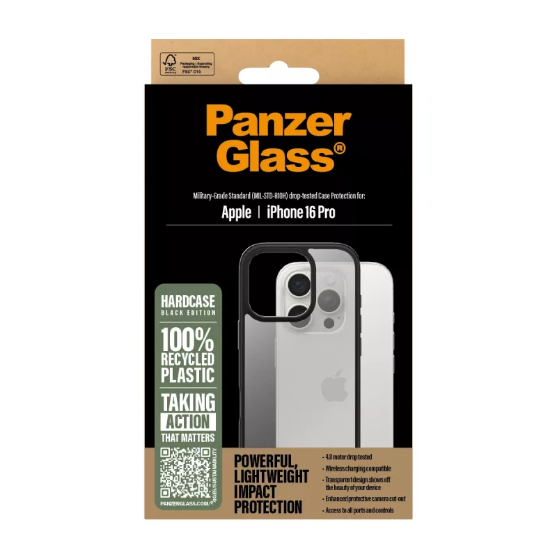 PanzerGlass HardCase puzdro pre iPhone 16 Pro, čierne (1296)