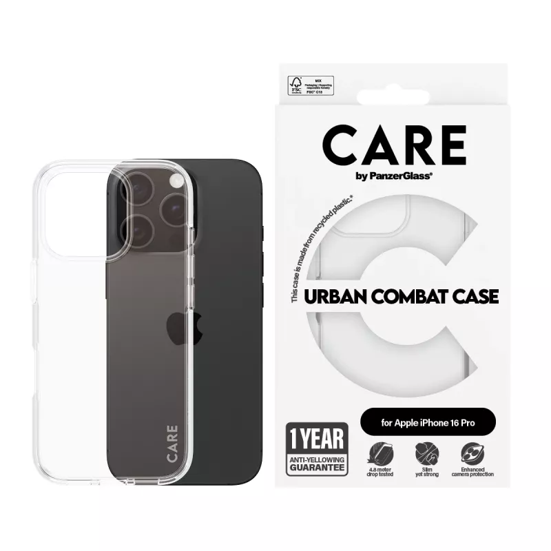 Puzdro PanzerGlass CARE by Flagship puzdro Transparent Urban Combat iPhone '24 6.3 palca Pro