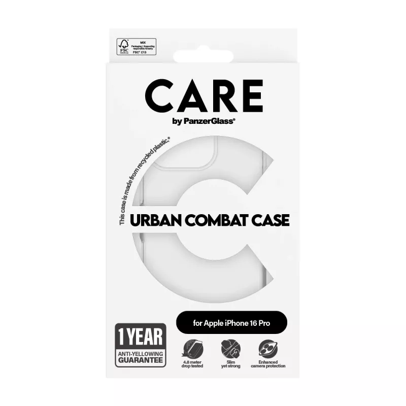 Puzdro PanzerGlass CARE by Flagship puzdro Transparent Urban Combat iPhone '24 6.3 palca Pro