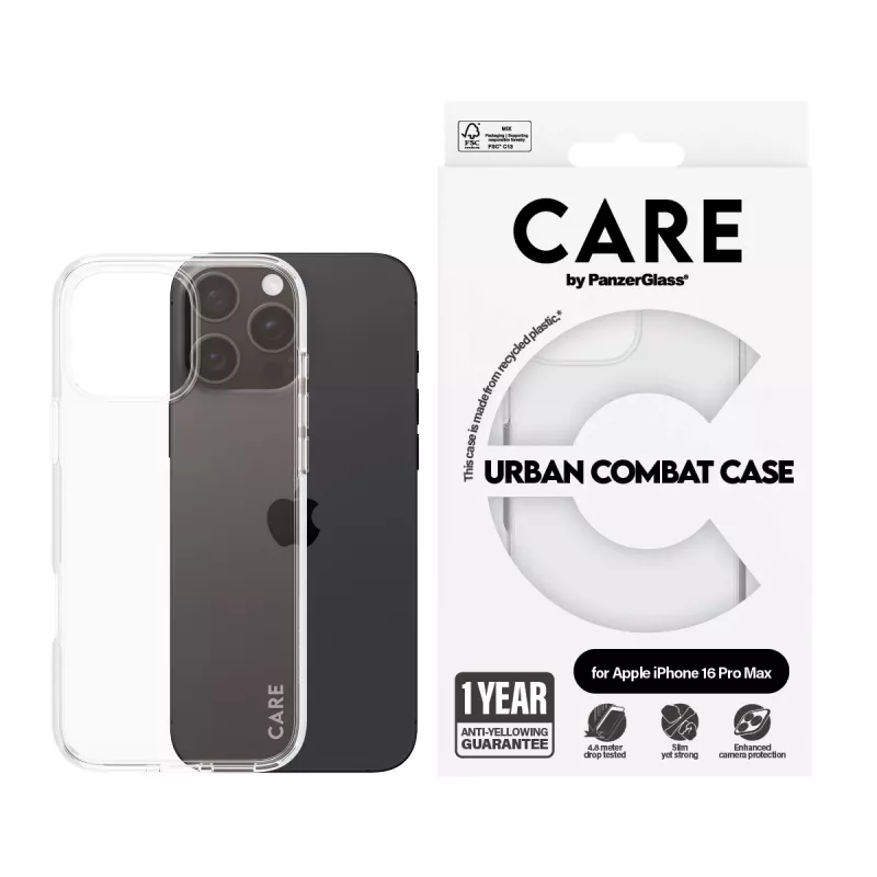 CARE by PanzerGlass Flagship Case 1356 puzdro pre iPhone 16 Pro Max 6,9", Urban Combat, priehľadné