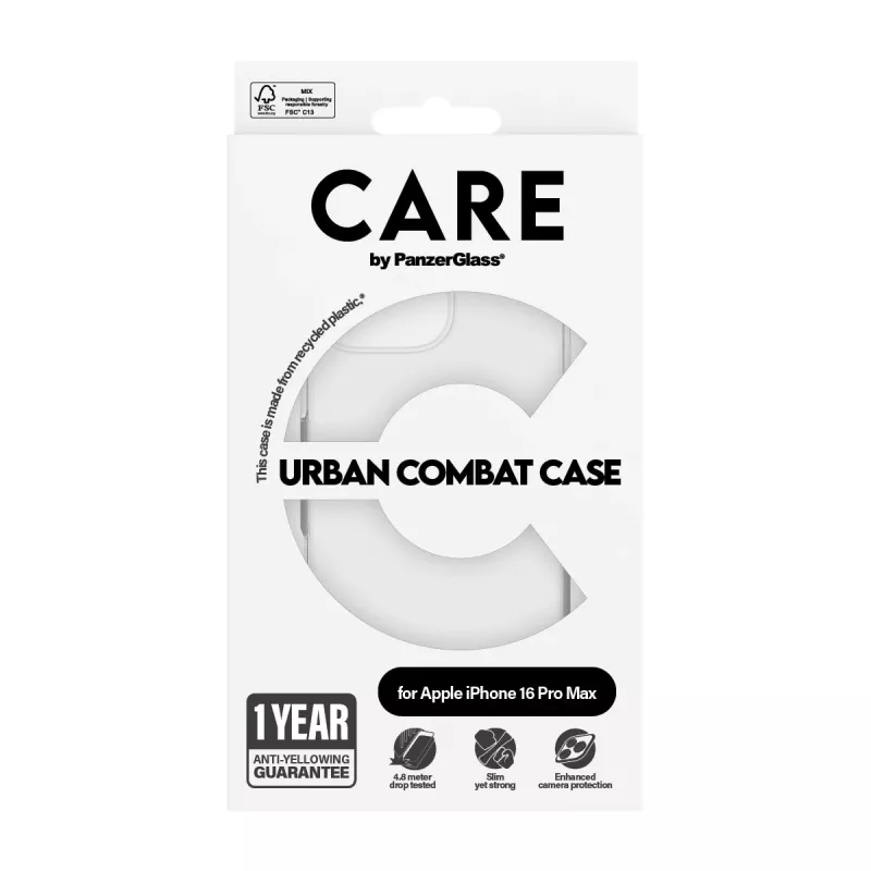 CARE by PanzerGlass Flagship Case 1356 puzdro pre iPhone 16 Pro Max 6,9", Urban Combat, priehľadné