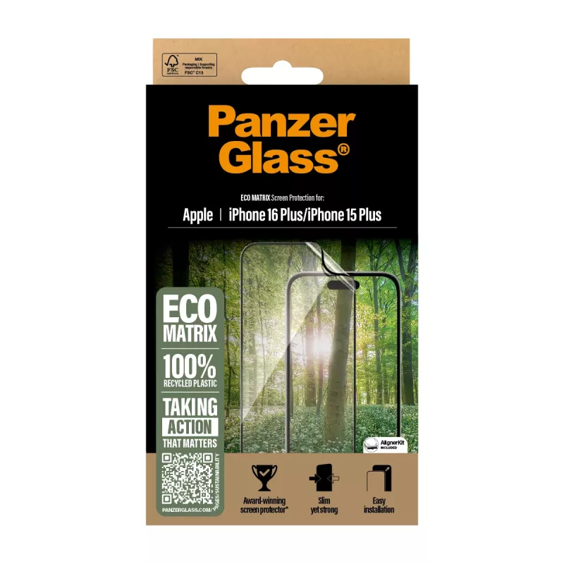 PanzerGlass ® ECO MATRIX ochrana displeja iPhone 16 Plus | 15 Plus | Ultra-Wide Fit