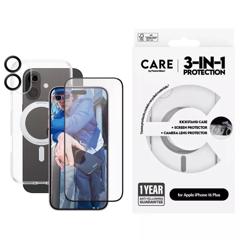PanzerGlass CARE by ® Feature 3-in-1 keramický balík iPhone 16 Plus