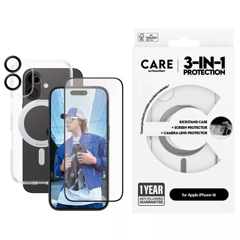 PanzerGlass CARE by ® Feature 3-in-1 Ceramic balík iPhone 16