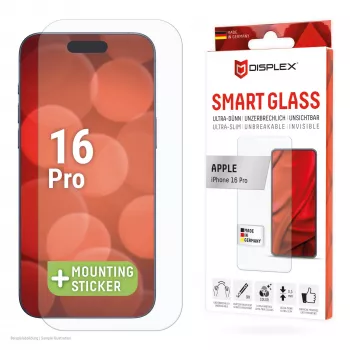 Displex Smart Glass (9H) pre Apple iPhone 16 Pro, montážna nálepka, nerozbitné